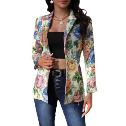 Dame blazer med blomsterdesign og taljeret snit Stilla
