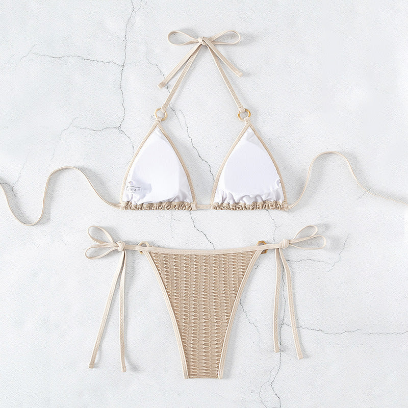 Dame Triangel-Bikini-Sæt med raffinerede bindsnor og elegante ringdetaljer Stilla