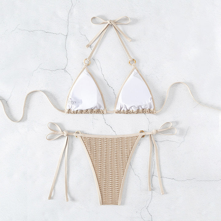 Dame Triangel-Bikini-Sæt med raffinerede bindsnor og elegante ringdetaljer Stilla