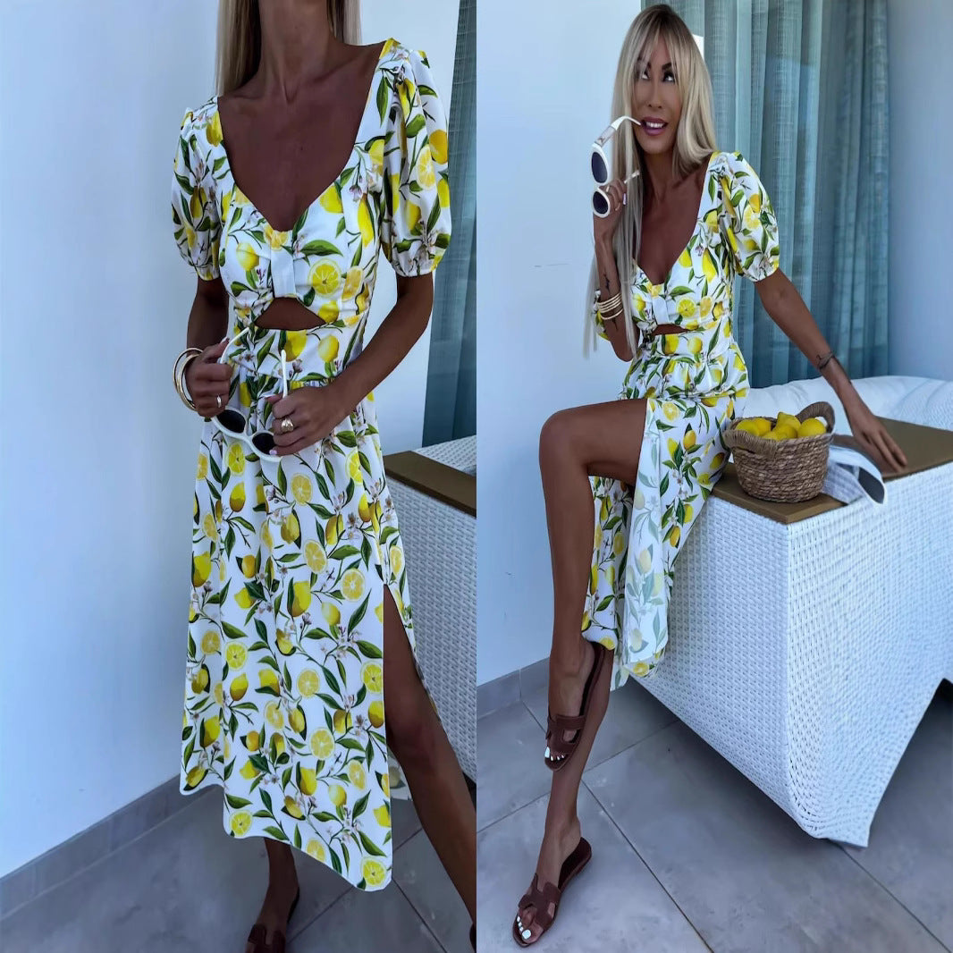 Dame Floral Cut-Out Midi Kjole Stilla