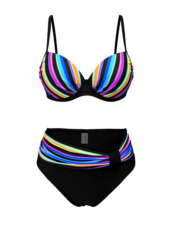 Dame bikini-sæt med geometrisk design og justerbart taljebælte Stilla