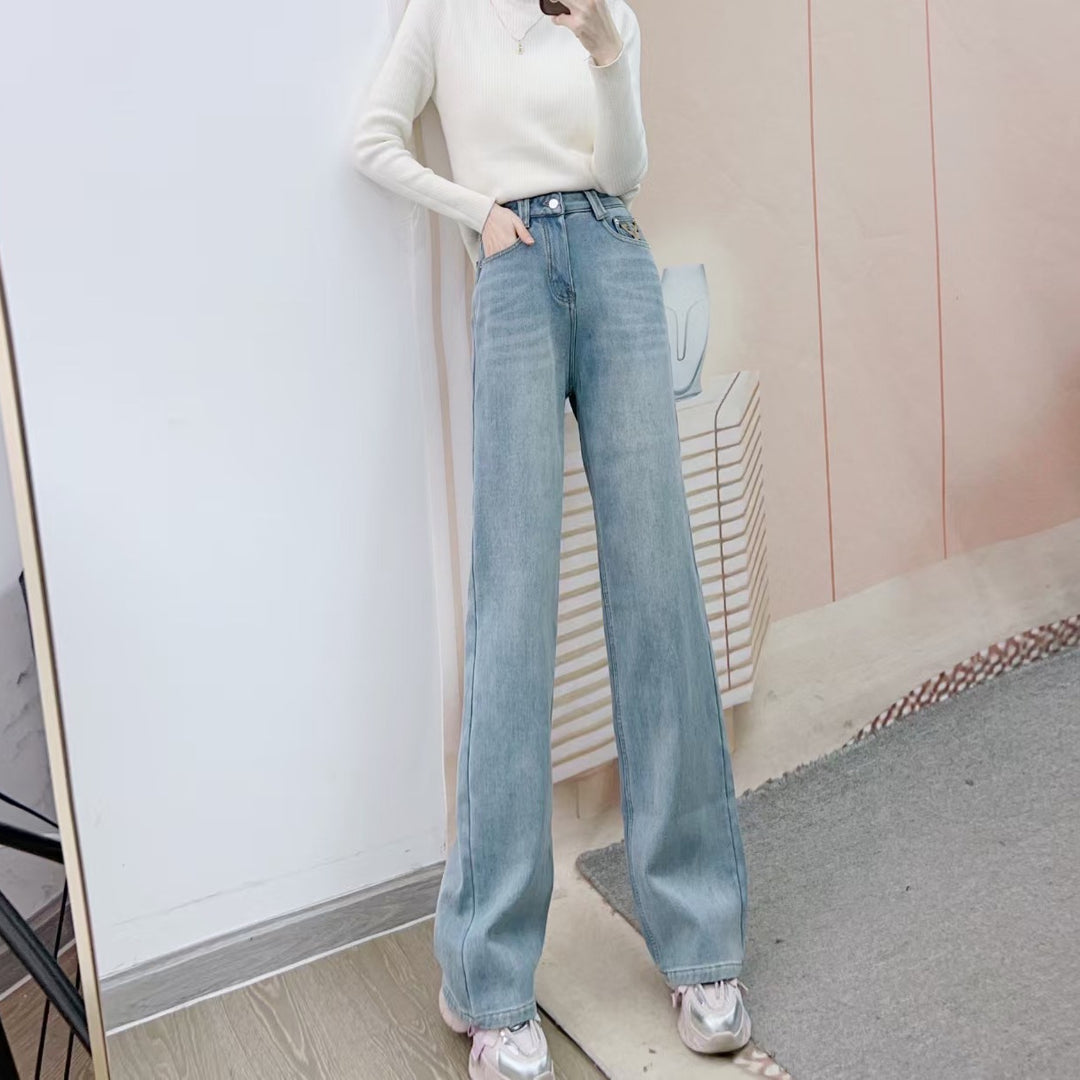 Dame Bred High-Waist Jeans med afslappet pasform og frisk denim-look Stilla