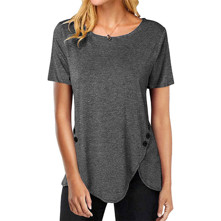 Damer asymmetrisk T-shirt med knapdetaljer Stilla