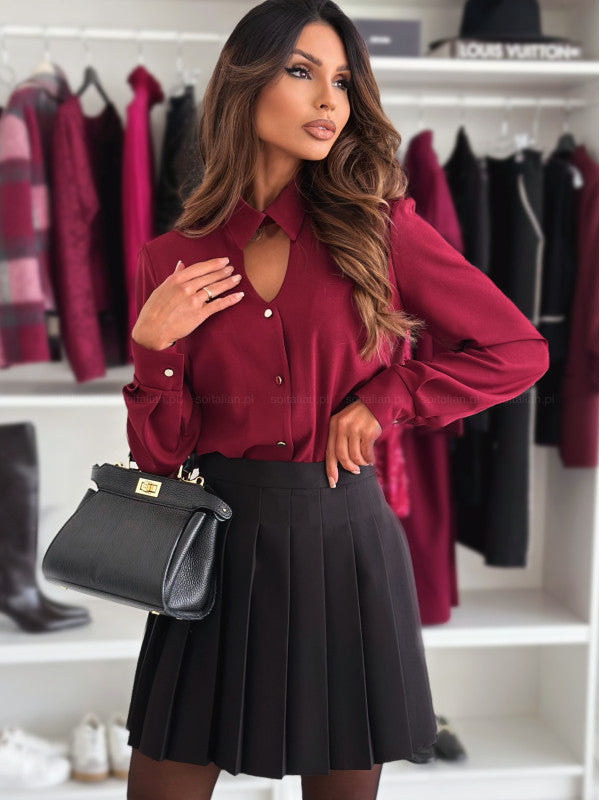 Dame elegant bluse med V-udskæring og dekorative knapper Stilla