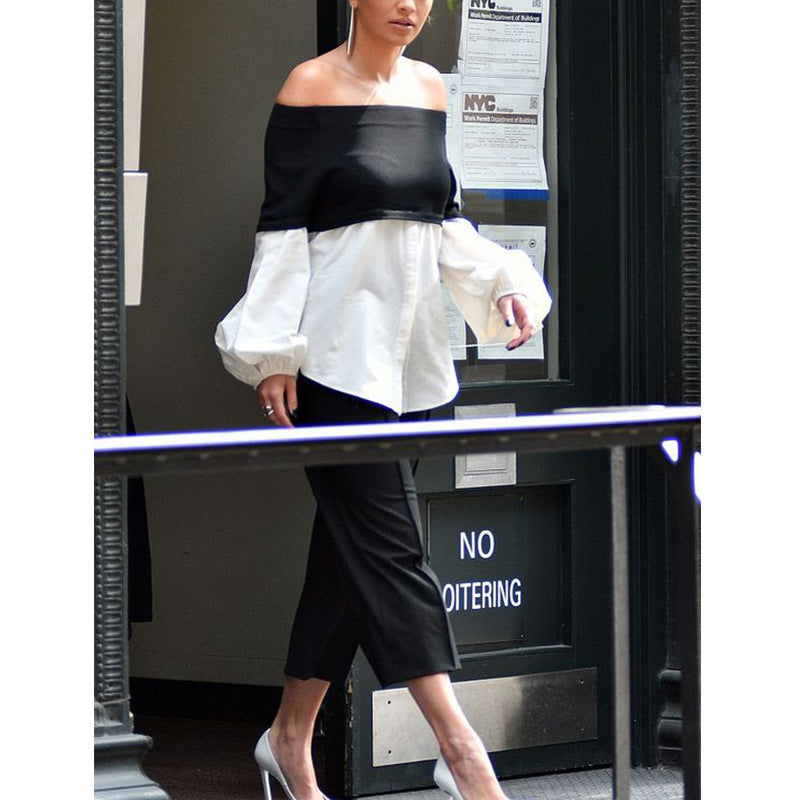 Dame Off-Shoulder Bluse med voluminøse ærmer og moderne design Stilla