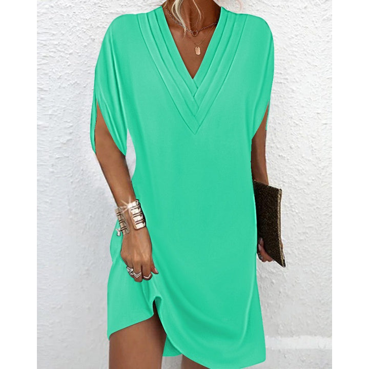 Dame Luftig V-Udskærings Kjole med Sidelommer Stilla