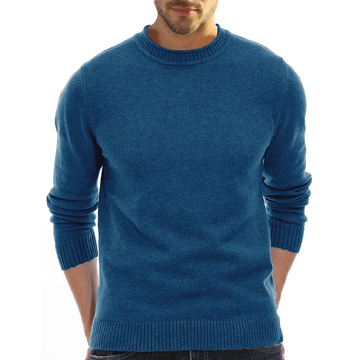 Herre klassisk Rundhals-kravepullover i blødt merinouldmix Stilla