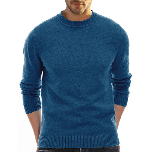 Herre klassisk Rundhals-kravepullover i blødt merinouldmix Stilla