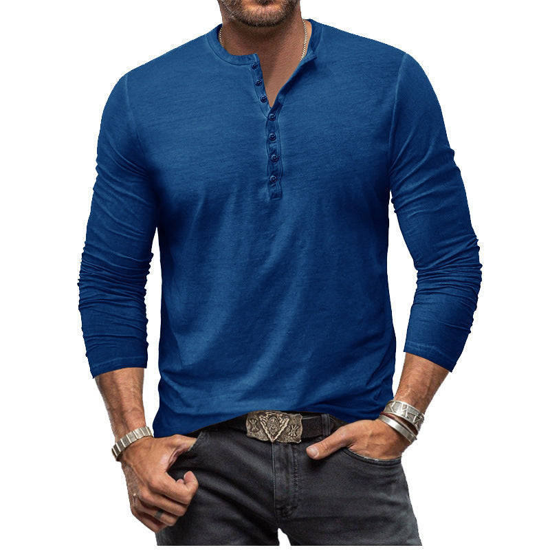 Herrer Langærmet Henley T-shirt med stilfulde knapper Stilla