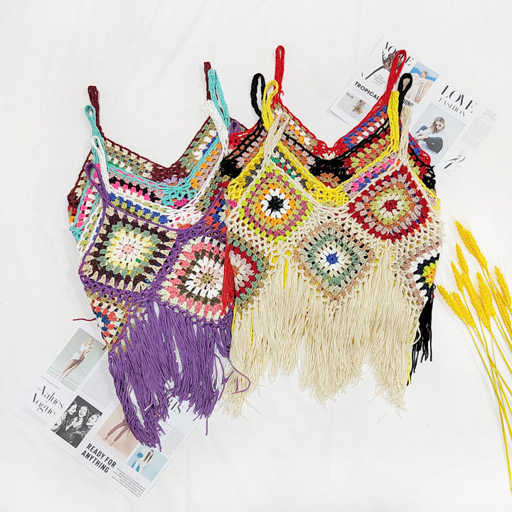 Dame Hækle-fringe Crop Top Stilla
