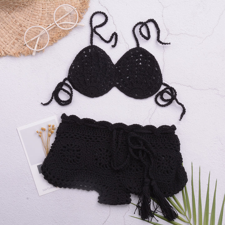 Dame Hæklet Bikini-Sæt med Frynse Detaljer Stilla