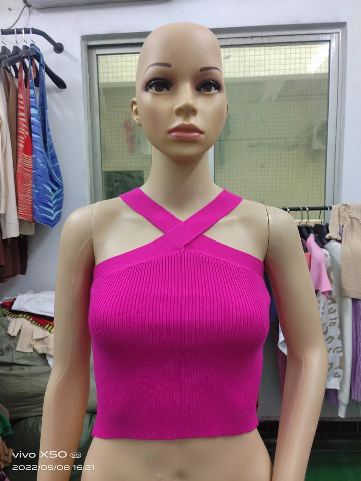 Dame Crop-Top med stilfuldt krydsbånddesign Skovae