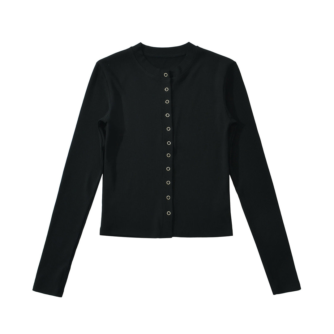 Femme Langærmet-Button-Up-Ribb-Top Stilla