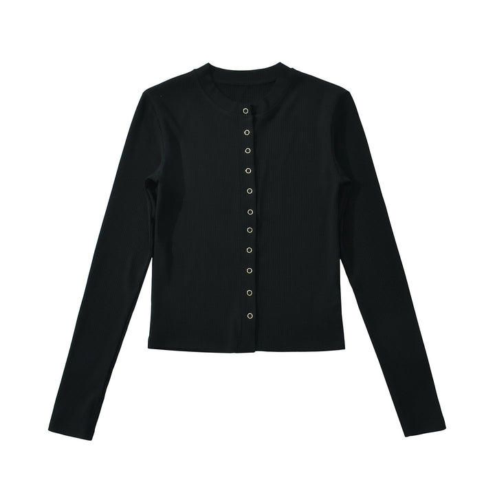 Femme Langærmet-Button-Up-Ribb-Top Stilla