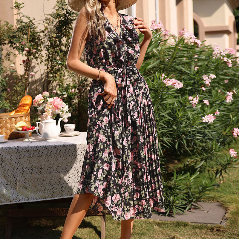 Dame Maxikjole med blomsterdesign og knapdetalje Stilla
