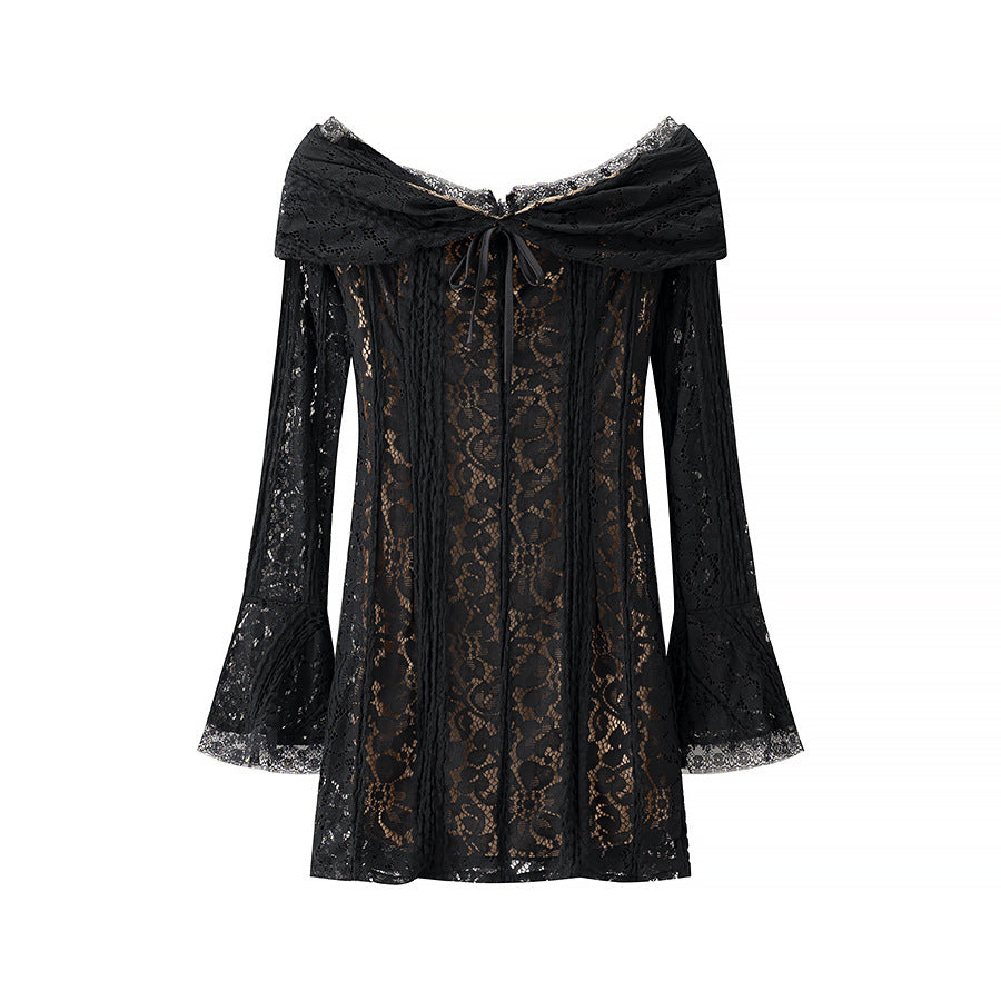 Dame spidsesbluse med aftagelig off-shoulder krave og romantiske klokkeærmer Stilla