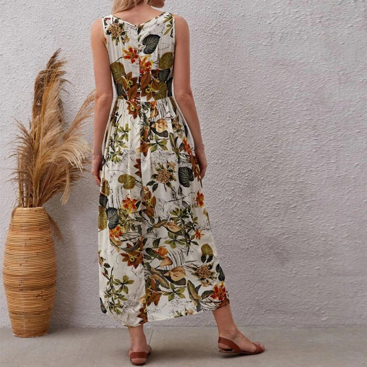 Dame Maxikjole med blomsterdesign og elegant silhuet Stilla