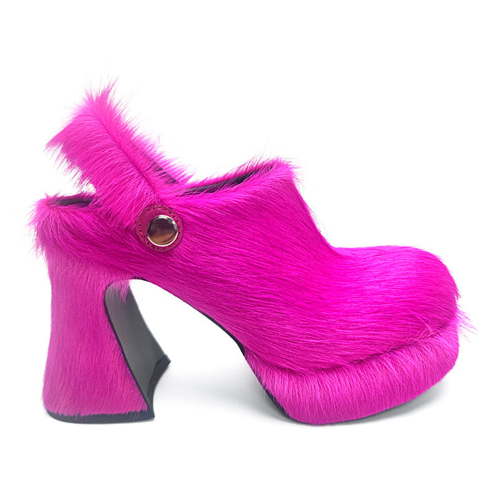 Femme Pels-Accent Chunky Hæl Clogs Stilla
