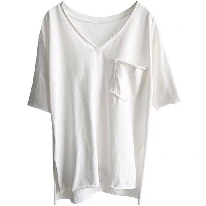 Femme Lækkert V-Udskæring Lommer T-Shirt Stilla