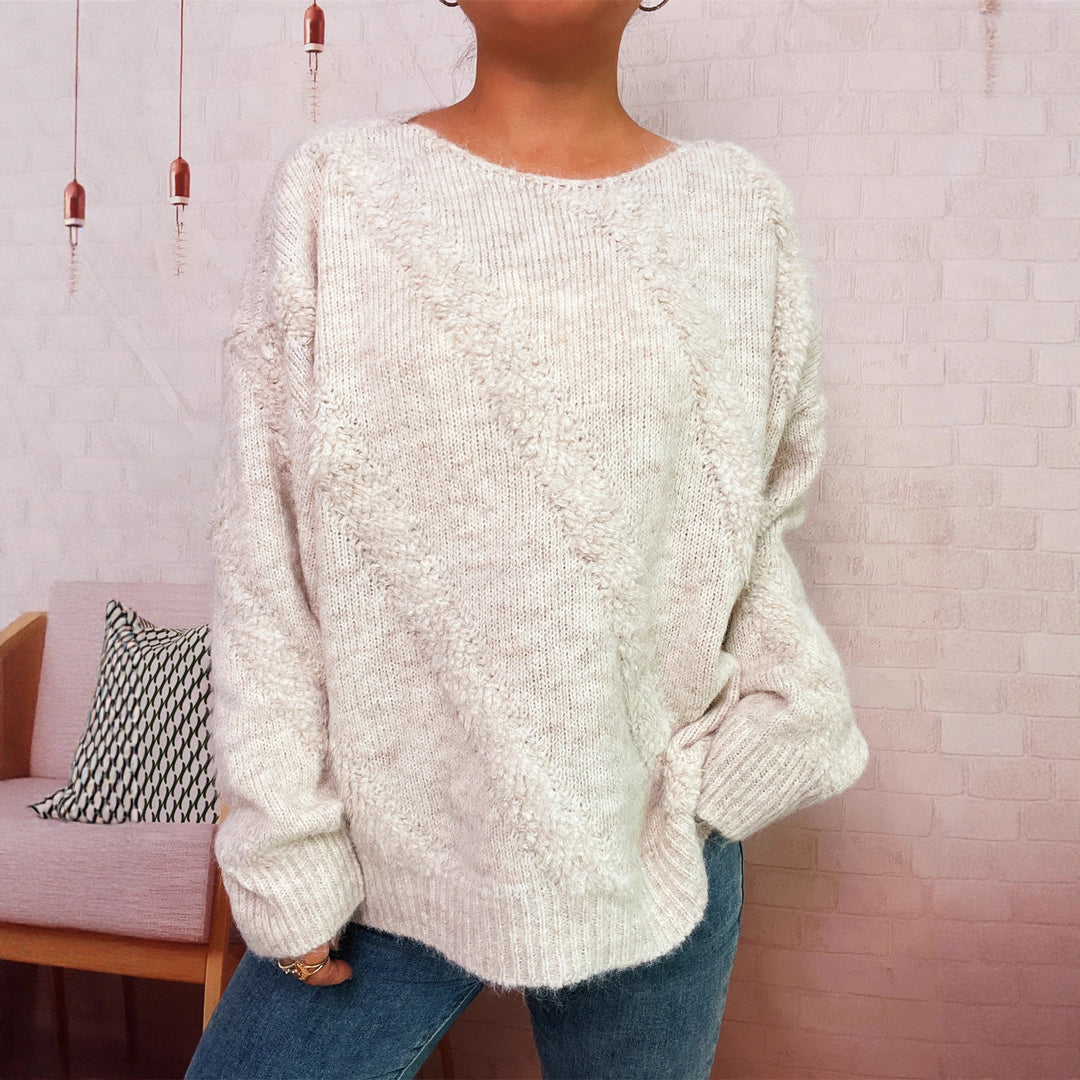 Kvinders hyggelige sweater med diagonal strukturoverdesign Stilla