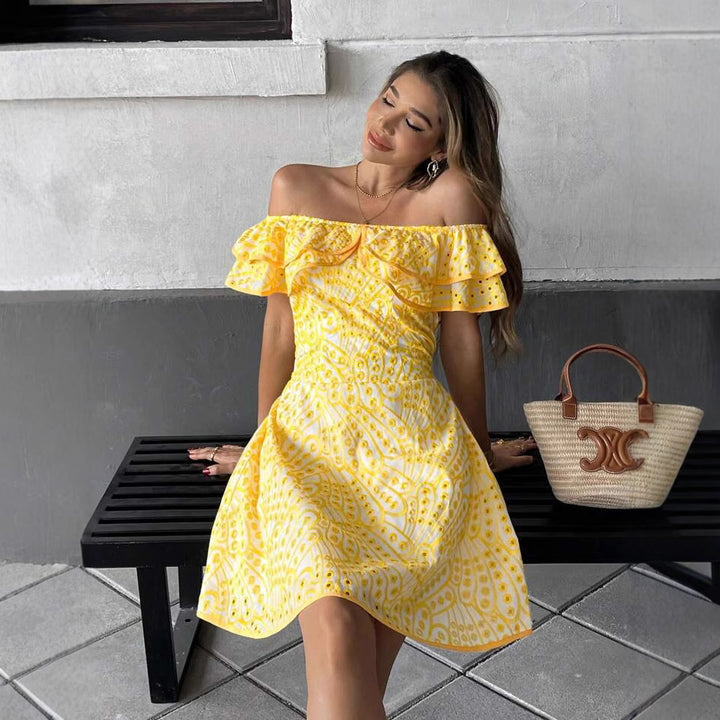 Dame Off-Shoulder Rynkekjole Stilla