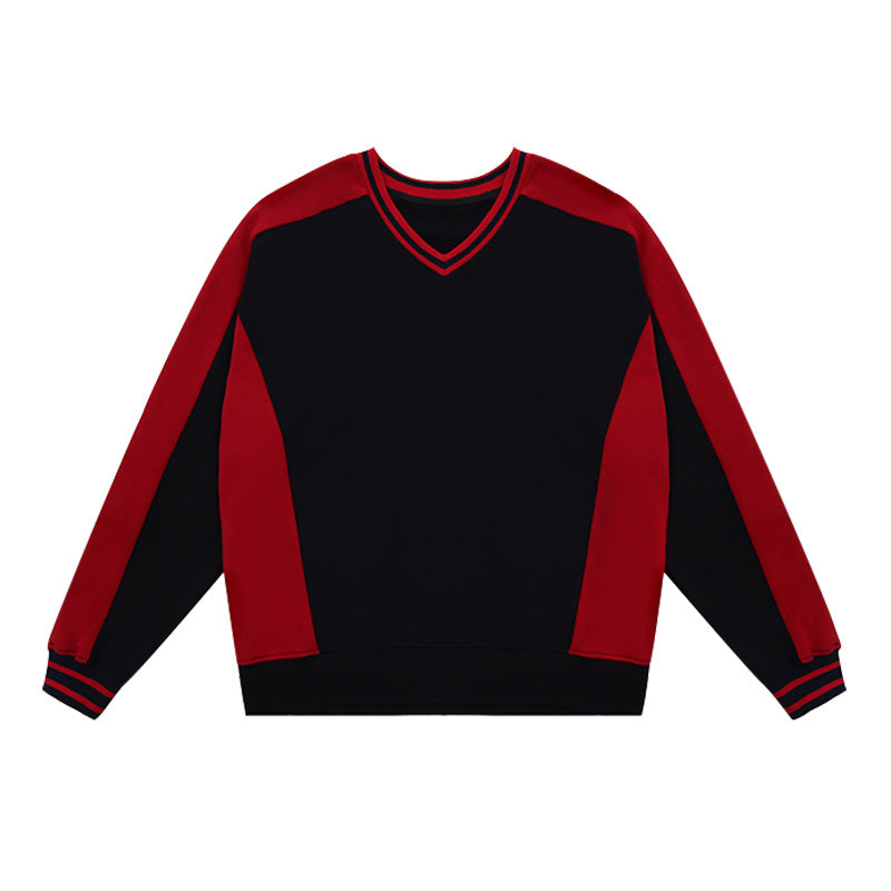 Dame V-udskæring Farveblok Pullover Sweatshirt Stilla