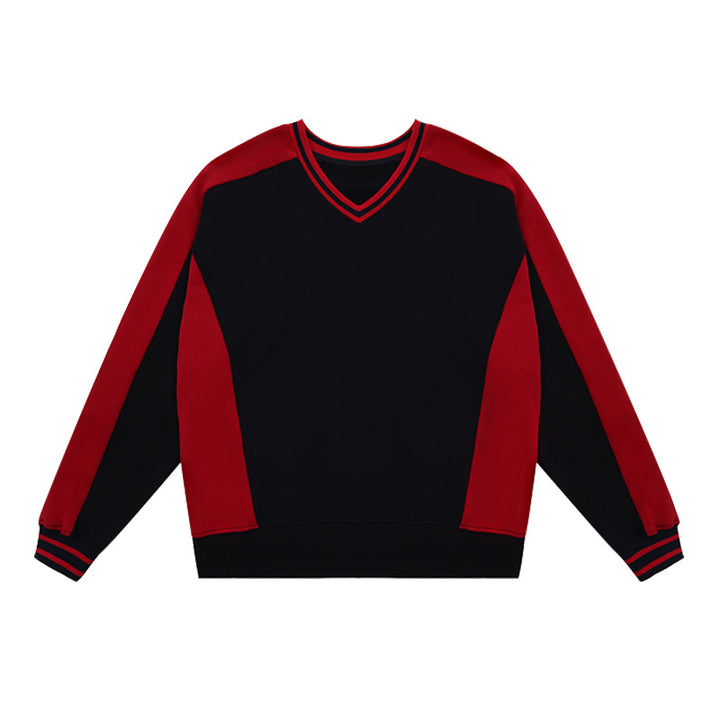 Dame V-udskæring Farveblok Pullover Sweatshirt Stilla