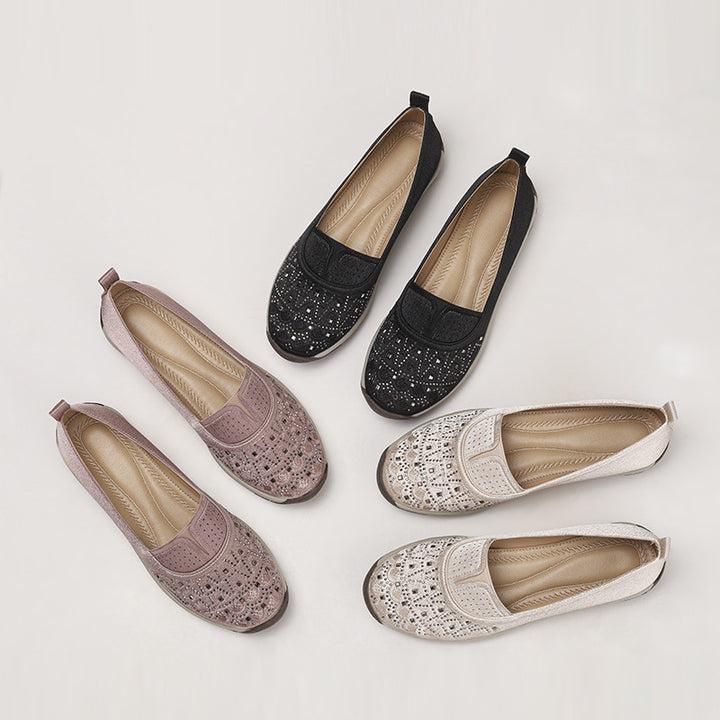 Dame Slip-On Ballerinaer med glitrende accenter og behagelig elastik Stilla