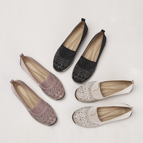 Dame Slip-On Ballerinaer med glitrende accenter og behagelig elastik Stilla