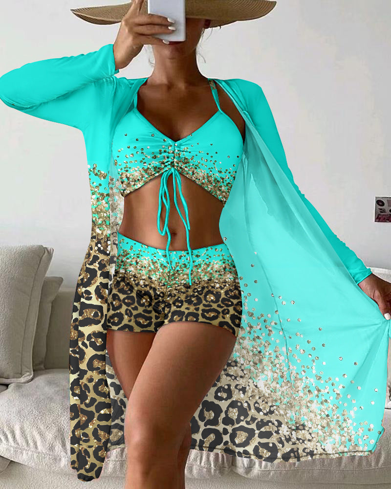 Dame Strand-outfit med blomsterprint Cover-Up og sporty shorts-design Stilla