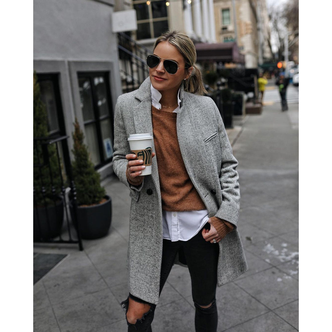 Dame Chic polstret lang blazer med struktureret design Stiila