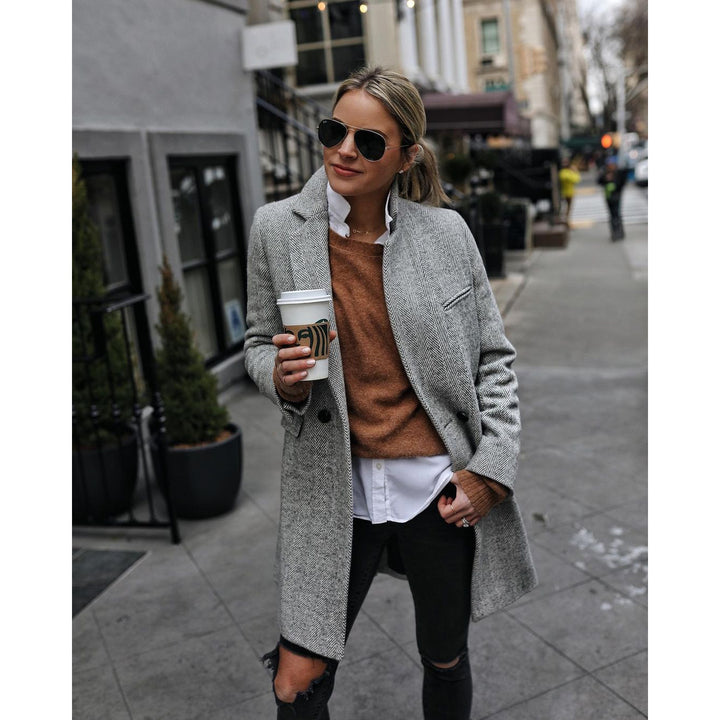 Dame Chic polstret lang blazer med struktureret design Stiila