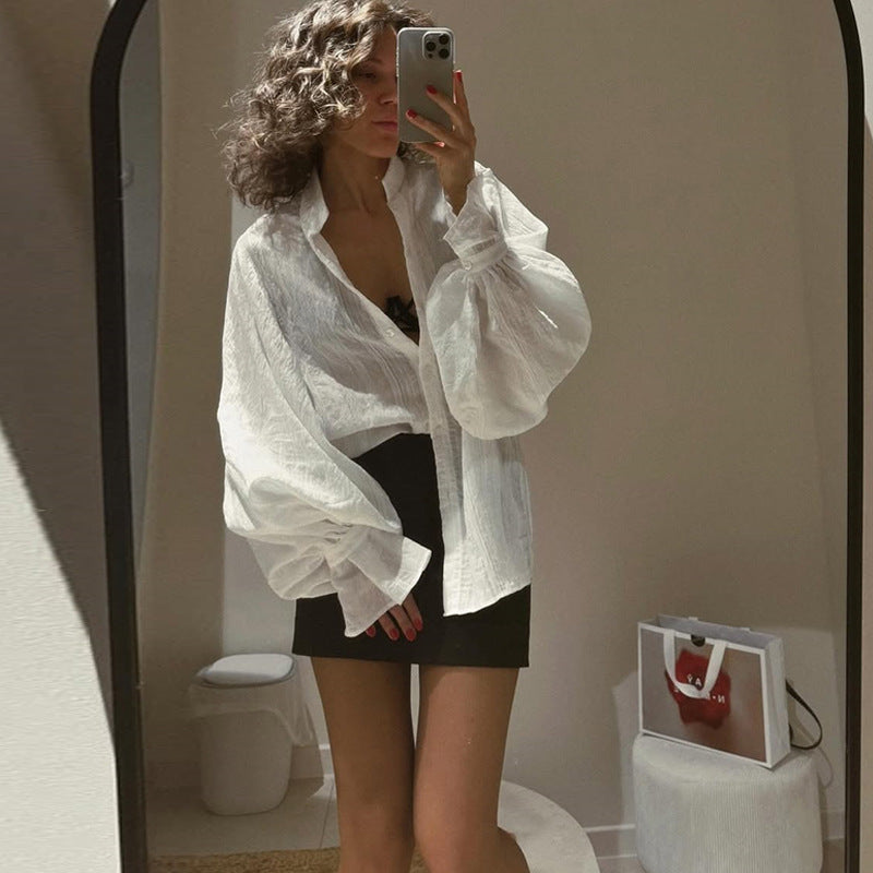 Dame Mode Bluse med voluminøse ærmer og elegant struktur Stilla