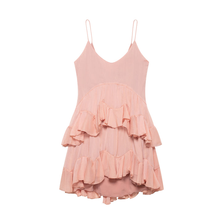 Femme Rüsch Mini Slip Kjole med justerbare stropper og lagdelt kant Stilla