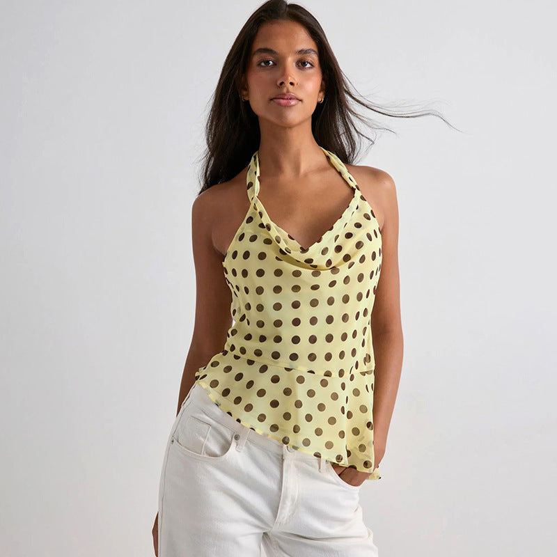 Damer elegant chiffon top med dyb vandfaldudskæring og figursyet pasform Skovae