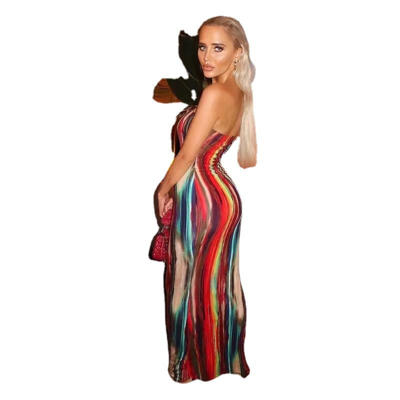 Dame Bodycon Maxikjole med stroppeløst design Stilla