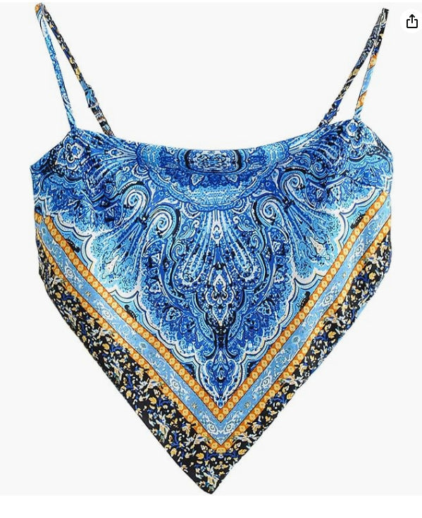 Dame Bandeau Top med legende vintage-tryk Stilla