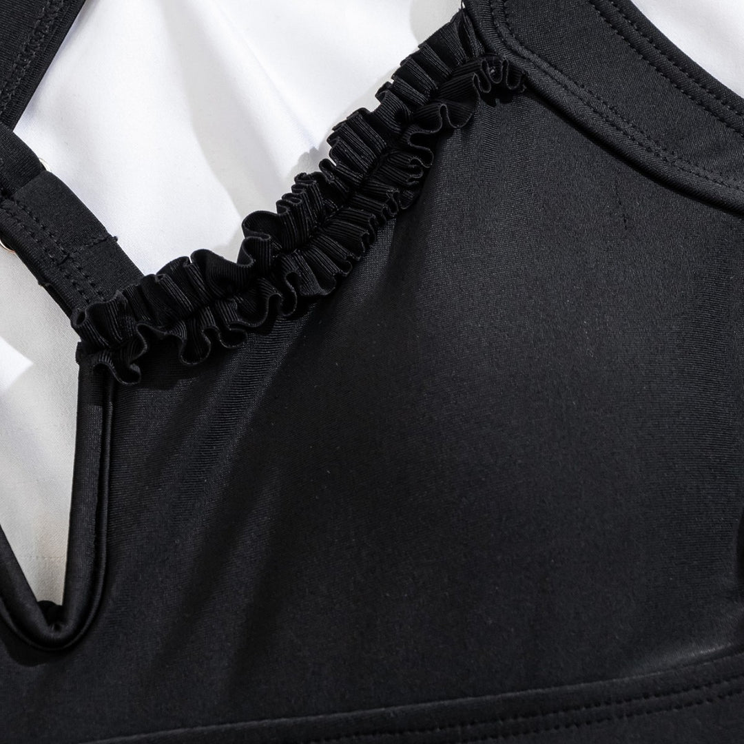Damer Elegant One-piece med volanger og dyb V-udskæring Skovae
