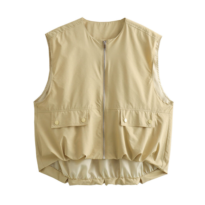 Dame utility vest med sidelommer og elastisk talje Stilla