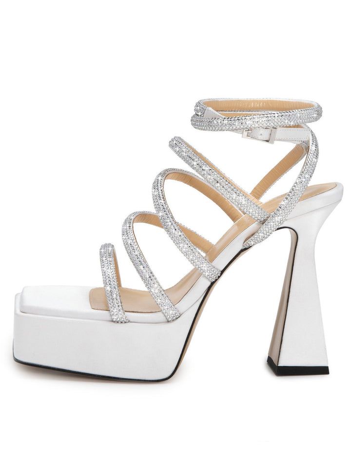 Dame Chunky Højhælede Strop Sandaler med Rhinestones Stilla