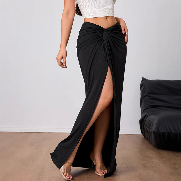 Damer Elegant Maxi Nederdel med sofistikeret drapering og høj slids Stilla