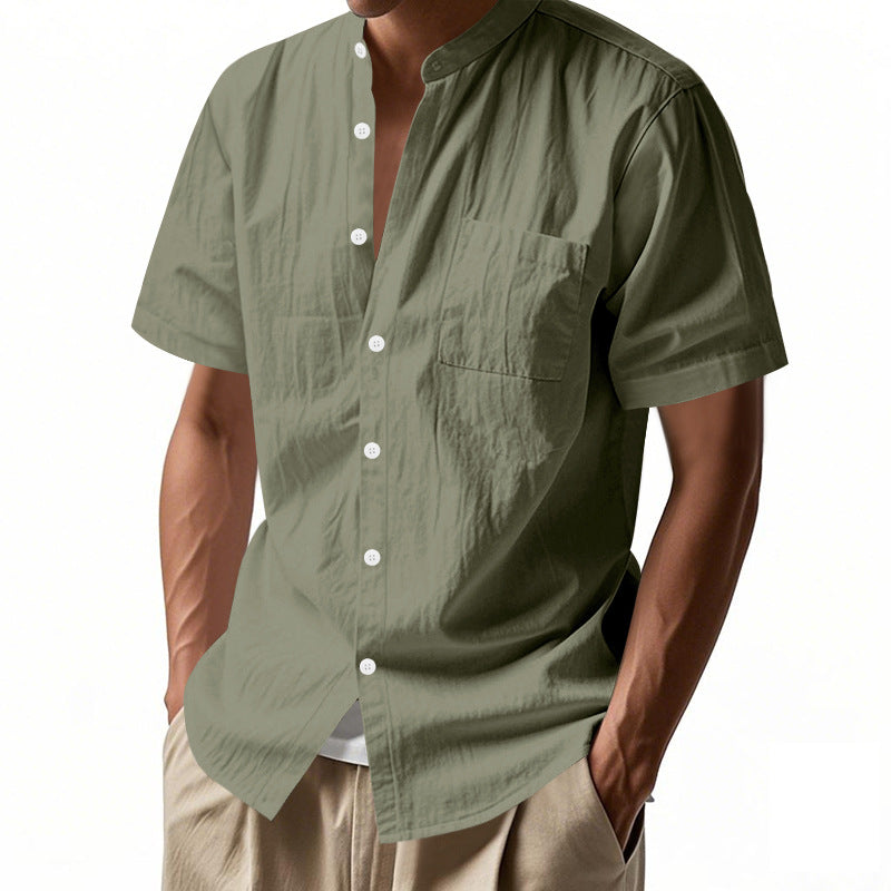 Herrer Kortærmet Henley T-shirt med struktureret design og brystlomme Stilla