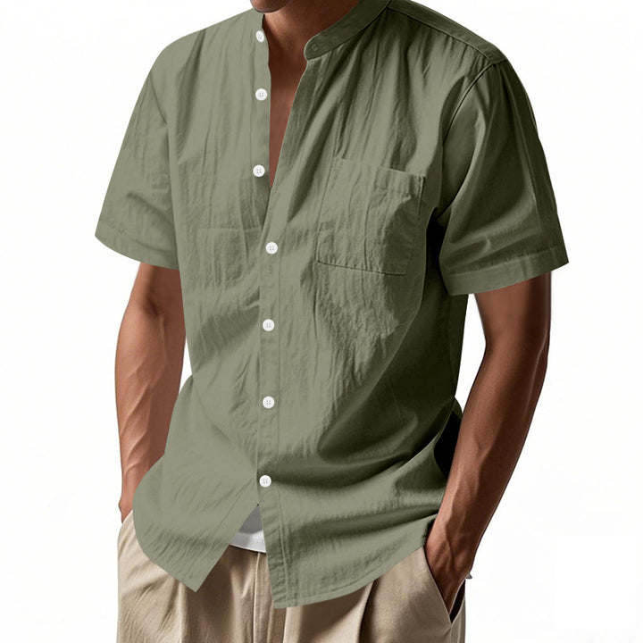 Herrer Kortærmet Henley T-shirt med struktureret design og brystlomme Stilla