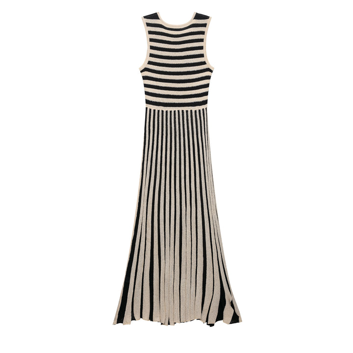 Femme Stribet Maxikjole med Plisseret Design Stilla