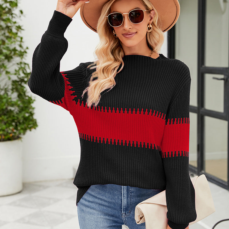 Dame strikpullover med moderne farveblok-design Stilla