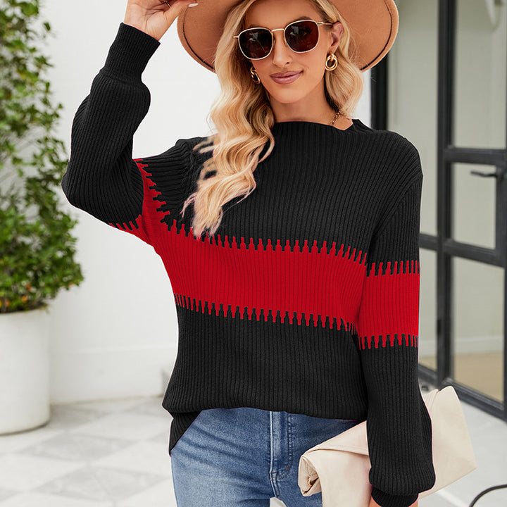 Dame strikpullover med moderne farveblok-design Stilla