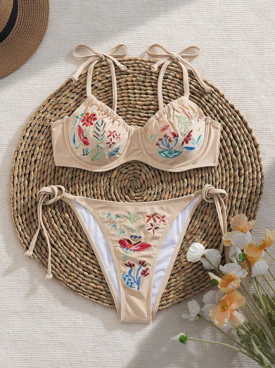 Damer Elegant Bikini med kunstneriske broderier Skovae