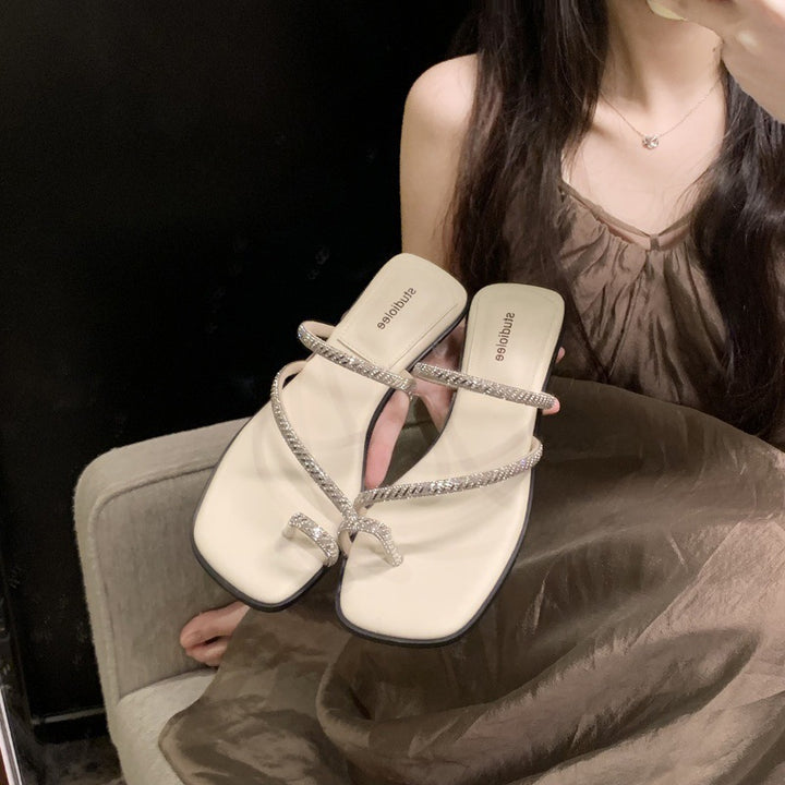 Dame elegante remsandaler med strassaccenter Stilla