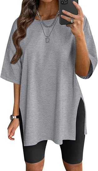 Dame Oversized T-shirt med sideslids Stilla