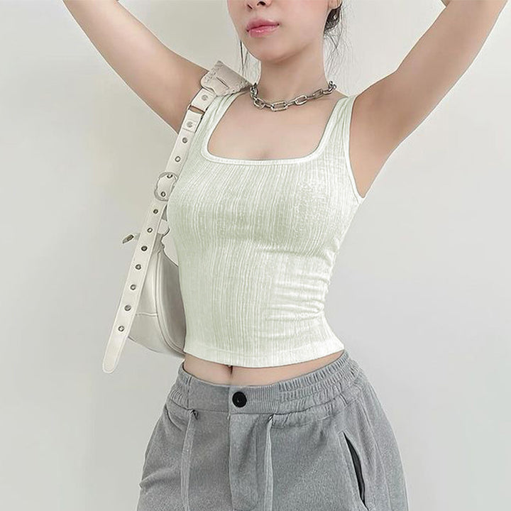 Dame sporty tanktop med moderne ribdetaljer Skovae